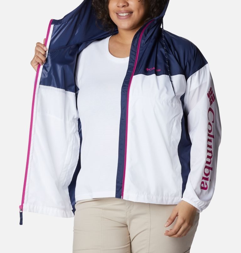 Women's Columbia Flash Challenger Novelty Windbreaker Jackets White / Navy | Plus Size CA-OL416